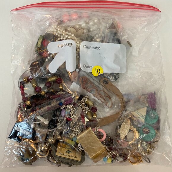 MYSTERY BAG OF JEWELRY, KEYCHAINS, AND OTHER BITS - Picture 1 of 2